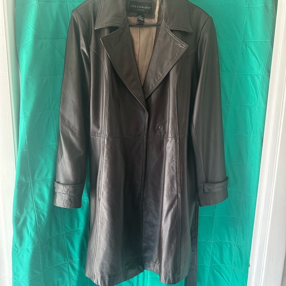 Women's Rich Brown 100% genuine leather trenchcoat - Picture 1 of 10